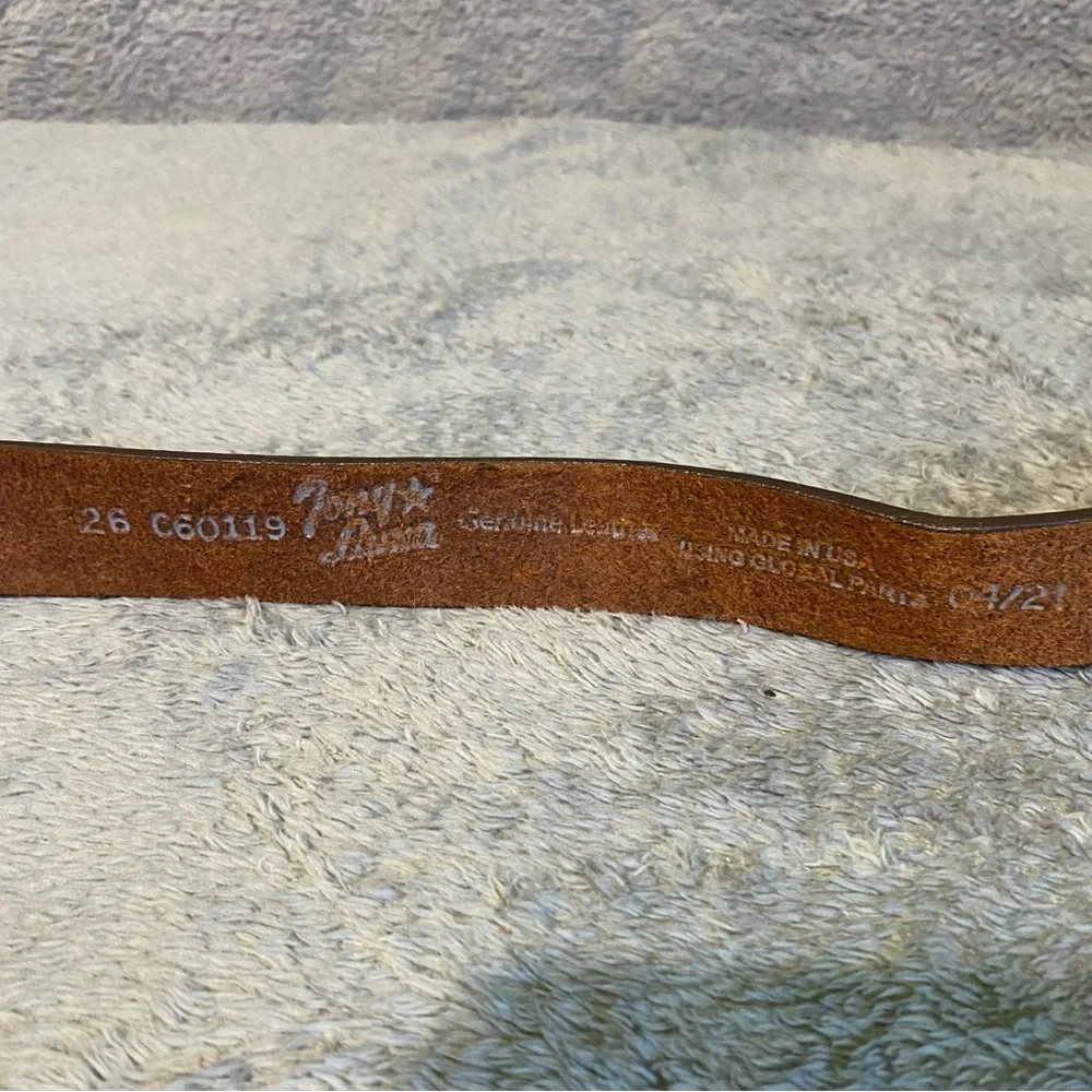 Vintage Tony Lama KIDS Tooled Leather Belt Silver & Gold Ornate Longhorn